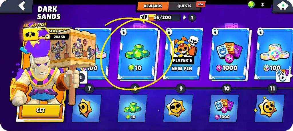 Cómo Conseguir Gemas Gratis para Desbloquear el Brawl Pass en Brawl Stars 1 Brawl Stars Brawl Pass Gems 1024x460 1